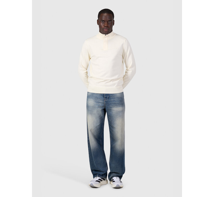 Pure Path Pullover Half Zip Flat Knit Ecru (26030807 - 54)