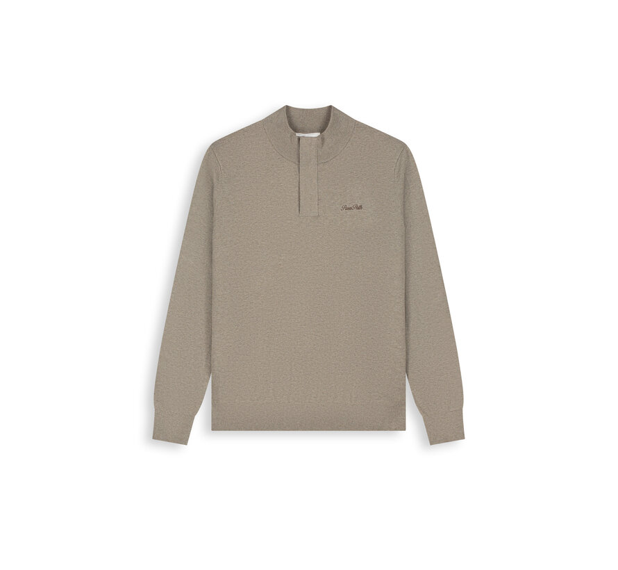 Pure Path Pullover Half Zip Flat Knit Taupe Mel. (26030807 - 75)