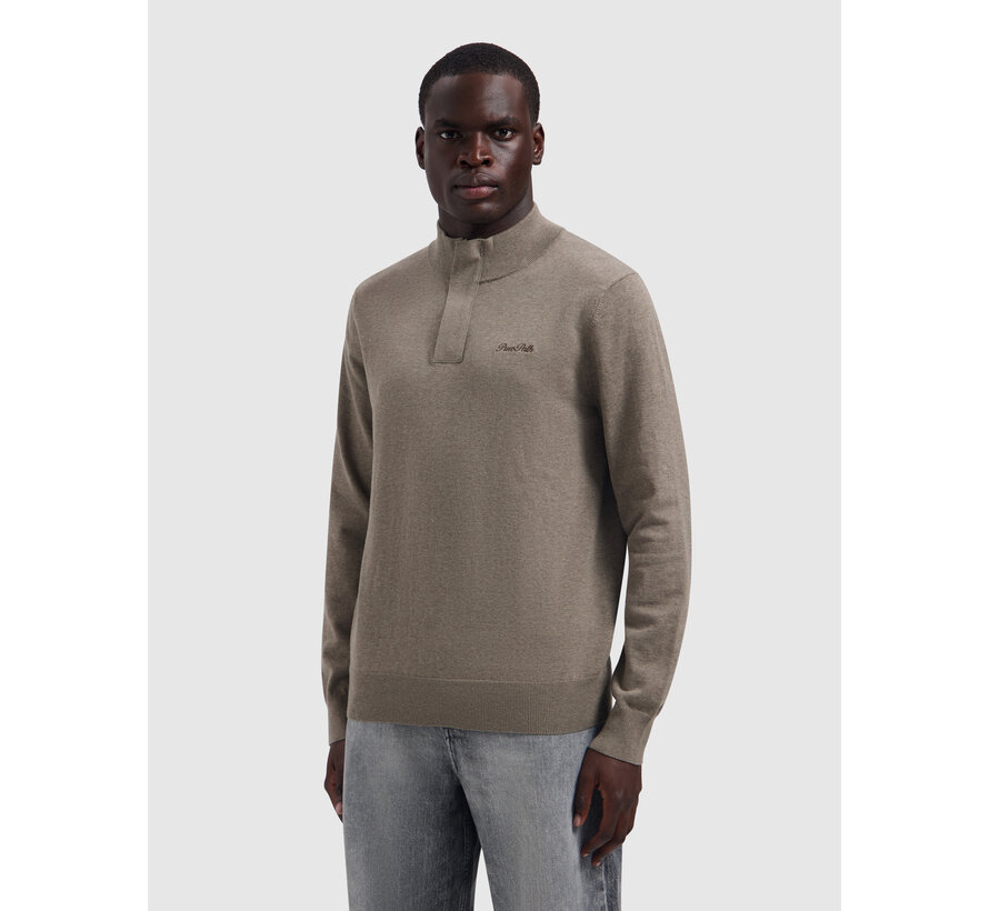 Pure Path Pullover Half Zip Flat Knit Taupe Mel. (26030807 - 75)