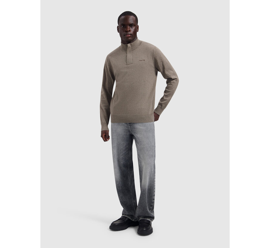 Pure Path Pullover Half Zip Flat Knit Taupe Mel. (26030807 - 75)