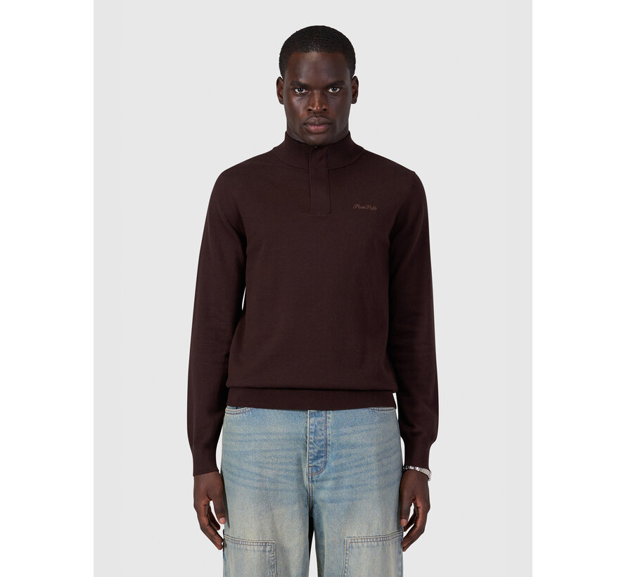Pure Path Pullover Half Zip Flat Knit Dark Brwon (26030807 - 96)