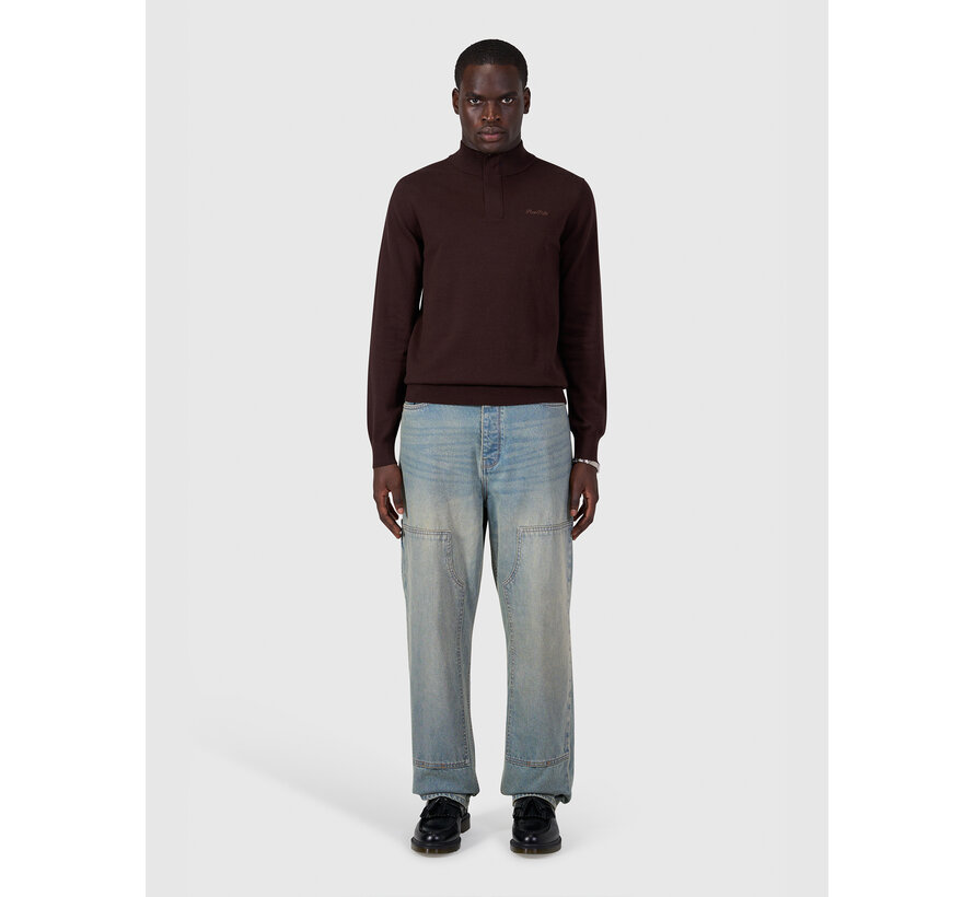 Pure Path Pullover Half Zip Flat Knit Dark Brwon (26030807 - 96)