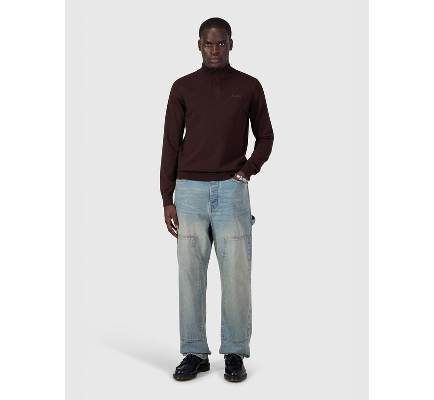 Pure Path Pullover Half Zip Flat Knit Dark Brwon (26030807 - 96)