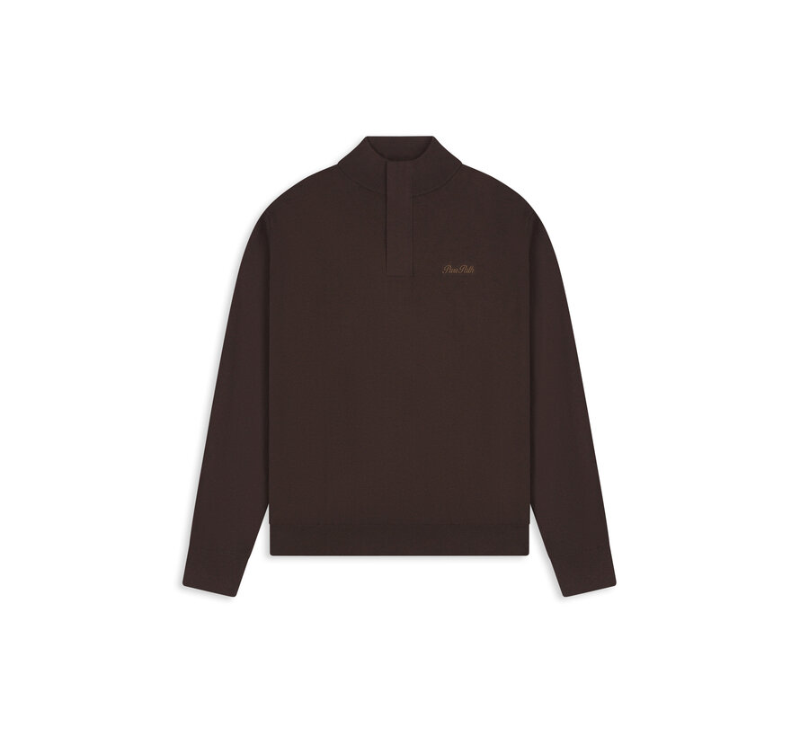 Pure Path Pullover Half Zip Flat Knit Dark Brwon (26030807 - 96)