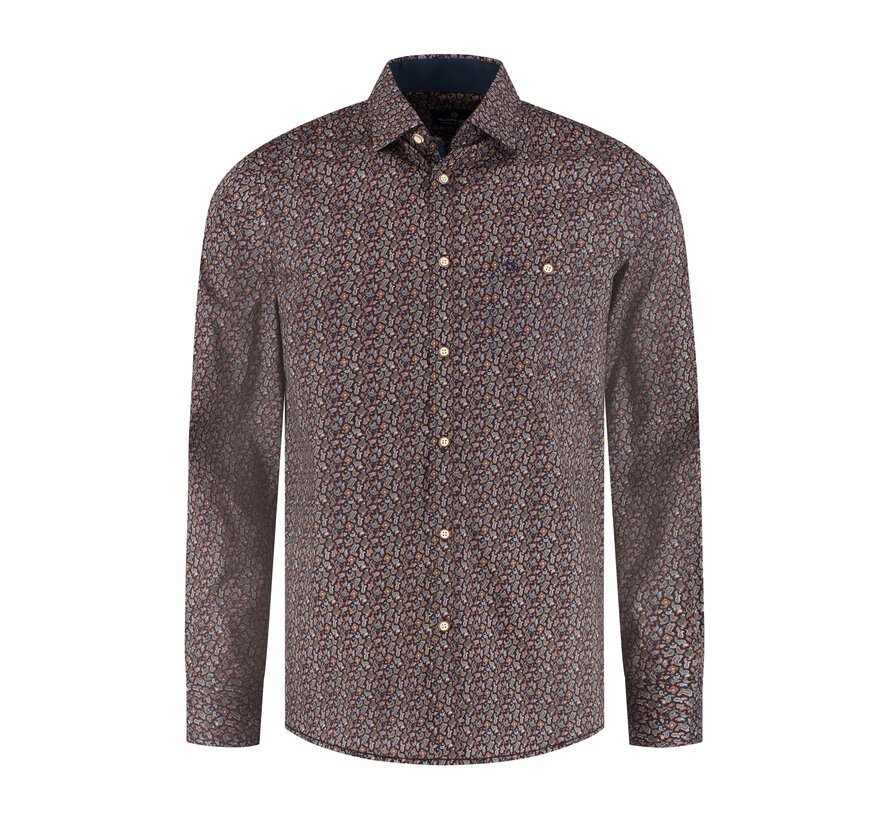 Overhemd Mini Print Stretch Beige (62.6543 - 147)