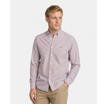McGregor McGregor Overhemd Poplin Stripe Peached Shirt Burgundy (MM999.6001.05 - 4215)