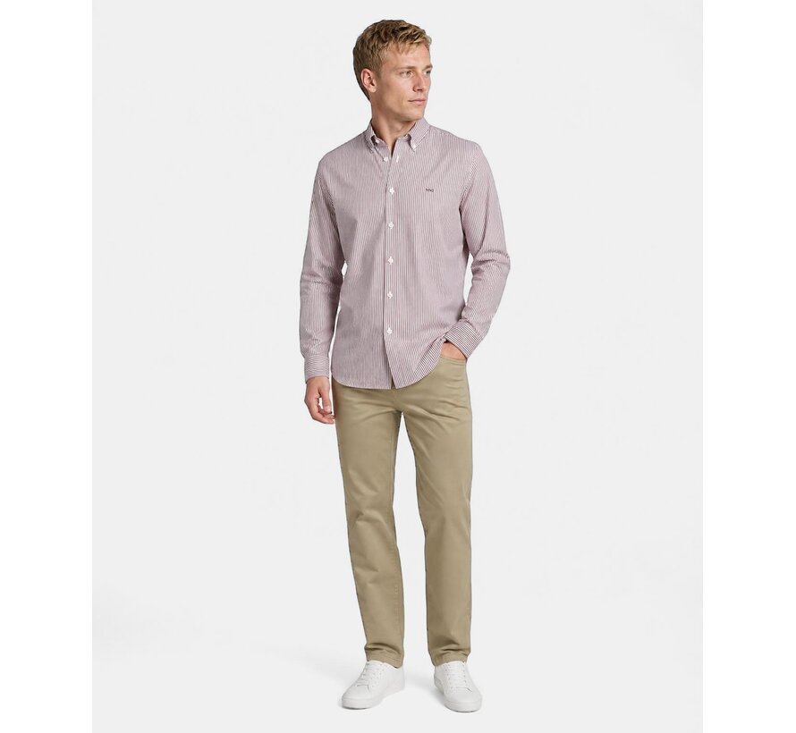 McGregor Overhemd Poplin Stripe Peached Shirt Burgundy (MM999.6001.05 - 4215)