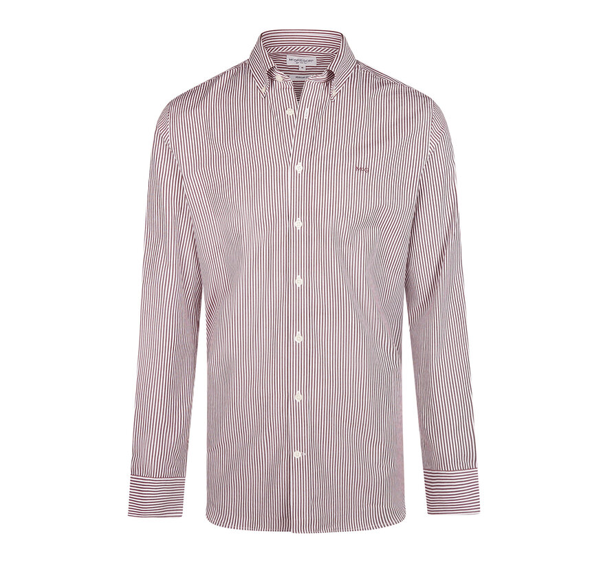 McGregor Overhemd Poplin Stripe Peached Shirt Burgundy (MM999.6001.05 - 4215)