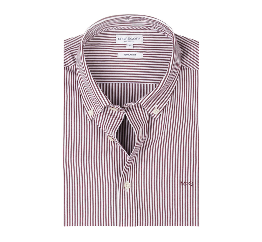 McGregor Overhemd Poplin Stripe Peached Shirt Burgundy (MM999.6001.05 - 4215)