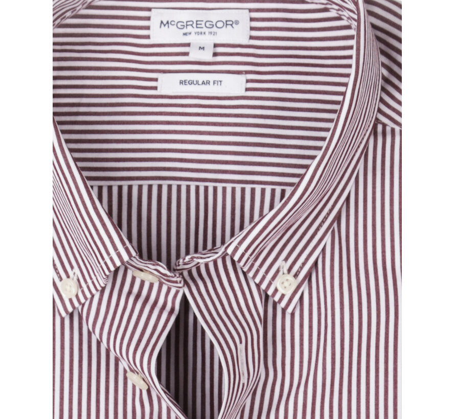 McGregor Overhemd Poplin Stripe Peached Shirt Burgundy (MM999.6001.05 - 4215)