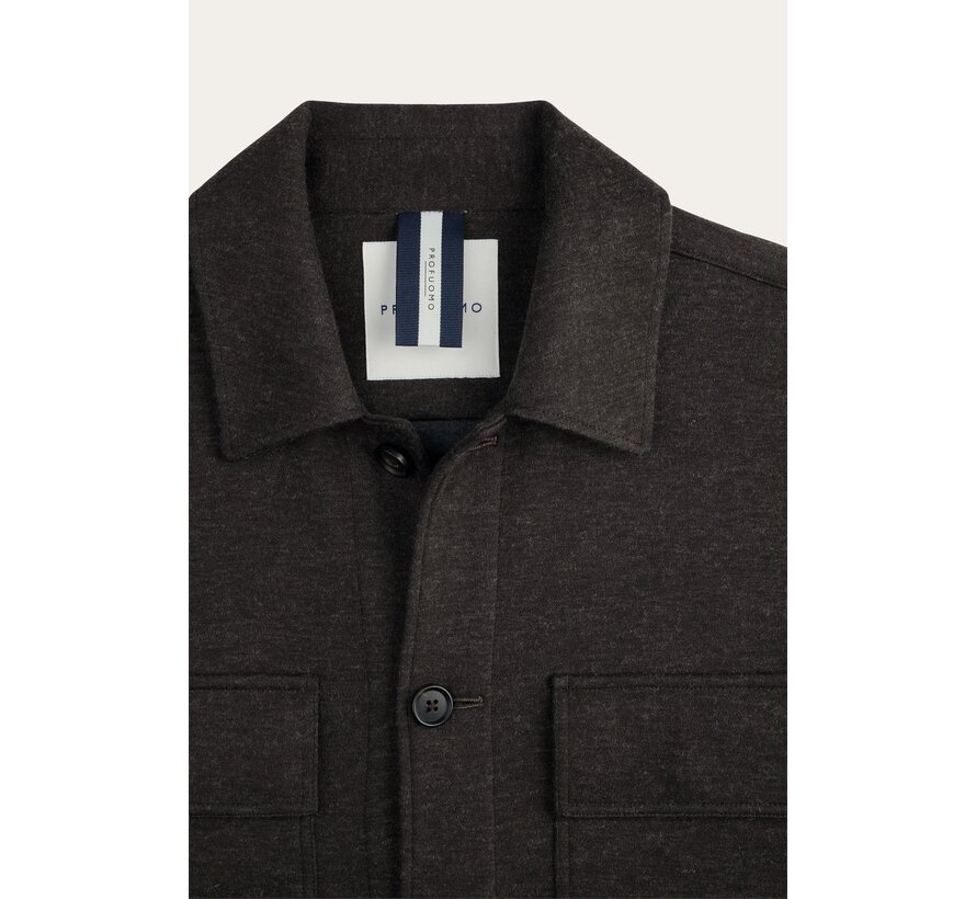 Profuomo Overshirt Wolmix Knitted Dark Brown (PPXF30001D)