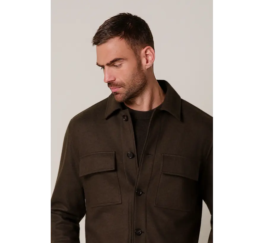 Profuomo Overshirt Wolmix Knitted Dark Green (PPXF30001C)
