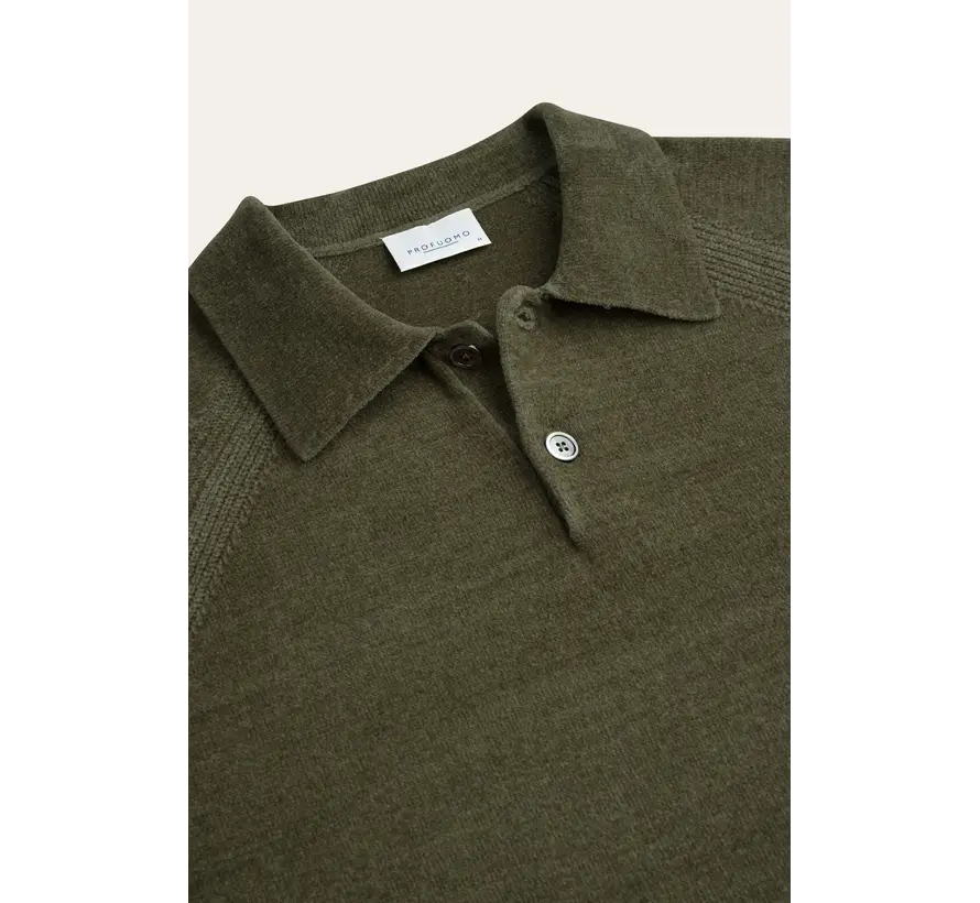 Profuomo Longsleeve Polo Chenille Green (PPXJ30036B)