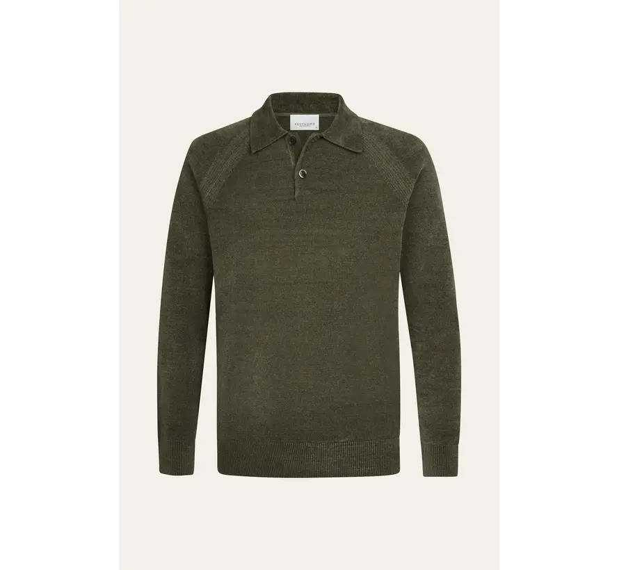 Profuomo Longsleeve Polo Chenille Green (PPXJ30036B)