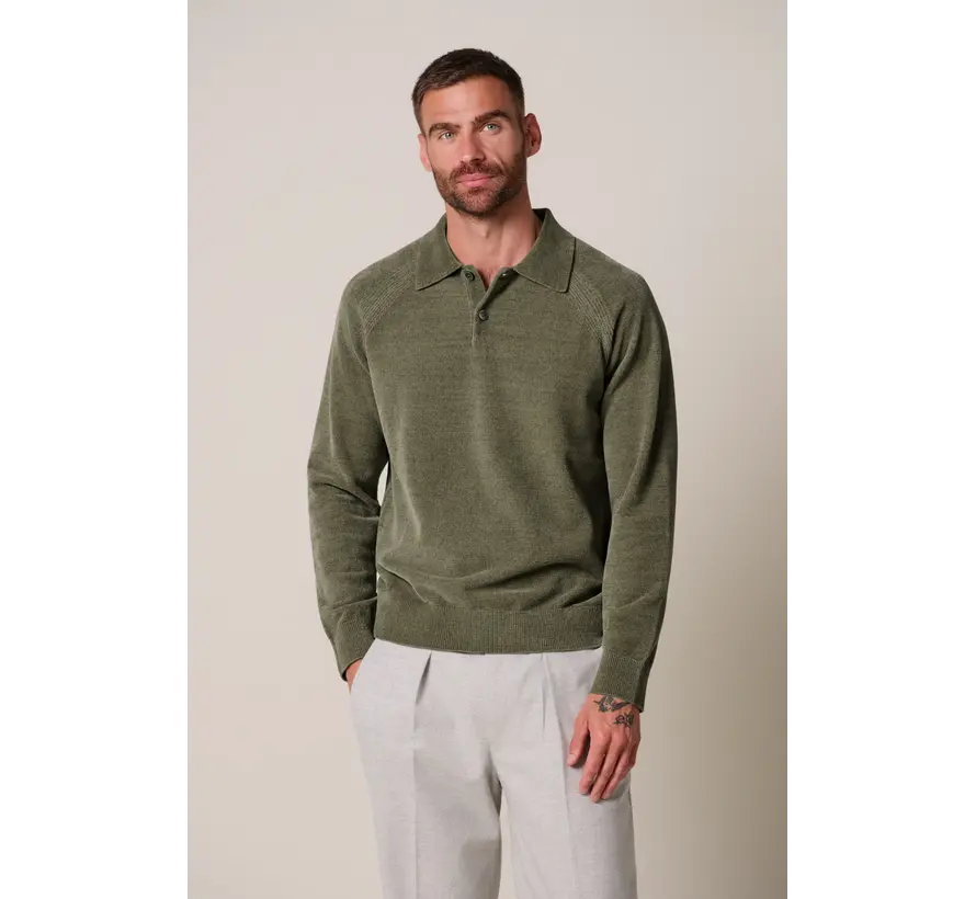 Profuomo Longsleeve Polo Chenille Green (PPXJ30036B)