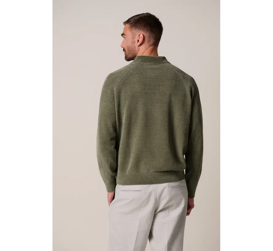 Profuomo Longsleeve Polo Chenille Green (PPXJ30036B)