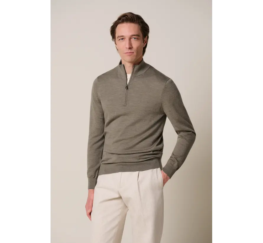 Profuomo Half Zip Pullover Merino Wol Brown (PPXJ30025D)