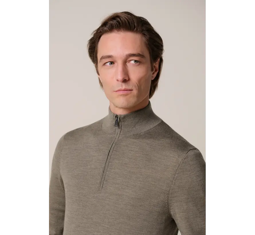 Profuomo Half Zip Pullover Merino Wol Brown (PPXJ30025D)