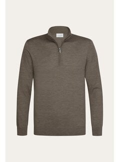 Profuomo Profuomo Half Zip Pullover Merino Wol Brown (PPXJ30025D)