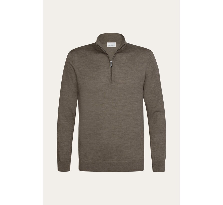 Profuomo Half Zip Pullover Merino Wol Brown (PPXJ30025D)