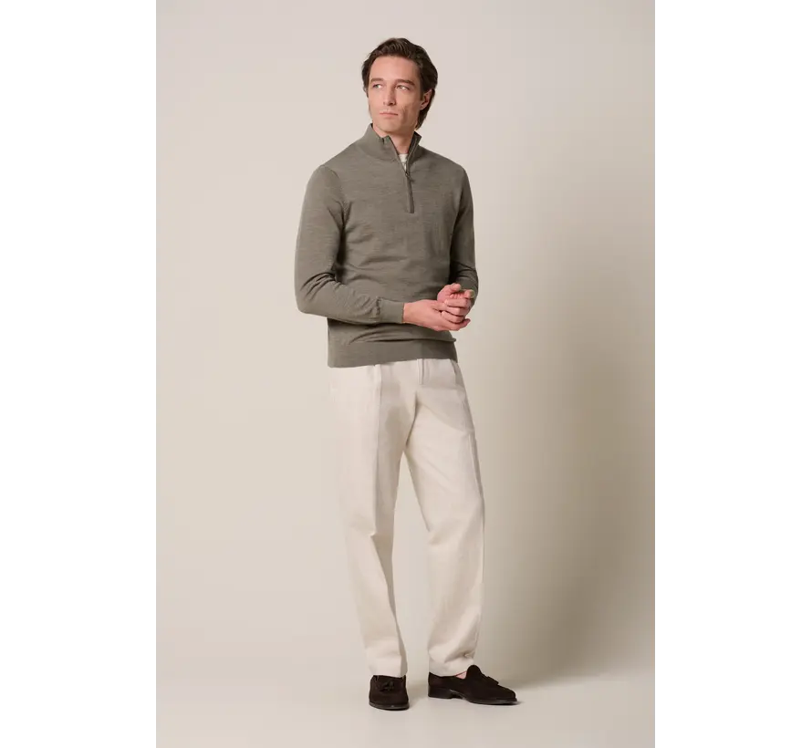 Profuomo Half Zip Pullover Merino Wol Brown (PPXJ30025D)