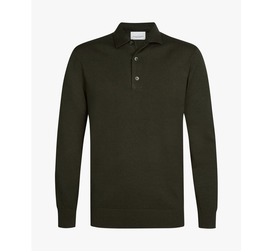 Profuomo Longsleeve Polo Regular Fit Luxury Basic One Piece Green (PPXJ30003C)