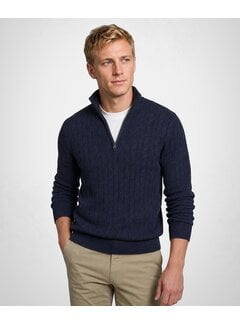 Half Zip Trui Cable Lamswol Navy (MM262.1204.02 - 2100)