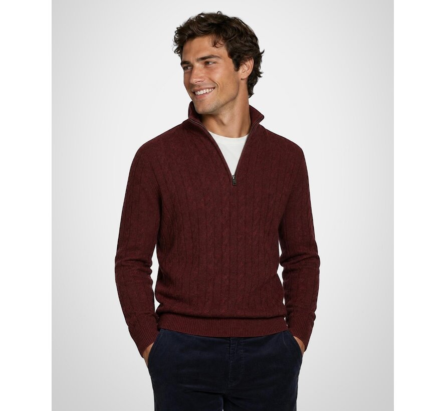 McGregor Half Zip Trui Cable Lamswol Burgundy (MM262.1204.02 - 4215)