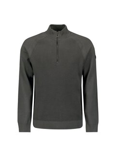 No Excess Trui Half Zip Solid Relief Knit Dark Grey (26231107 - 023)