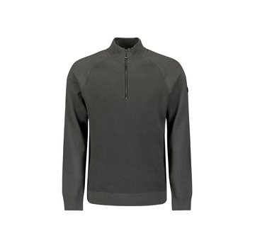 No Excess Trui Half Zip Solid Relief Knit Dark Grey (26231107 - 023)