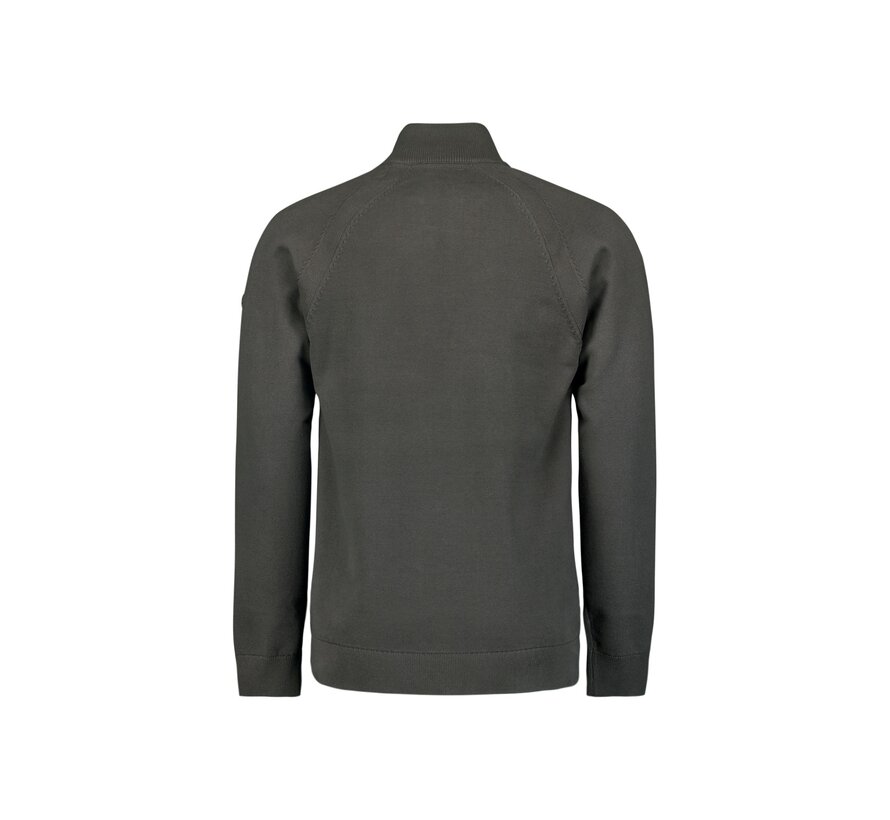 No Excess Trui Half Zip Solid Relief Knit Dark Grey (26231107 - 023)