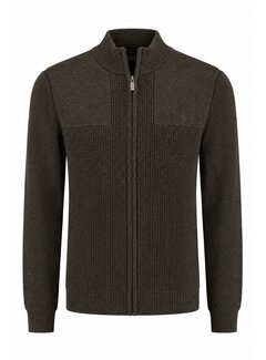 Fellows United Vest Cardigan Plated Rib Structure Dark Brown (62.1115 - 141)