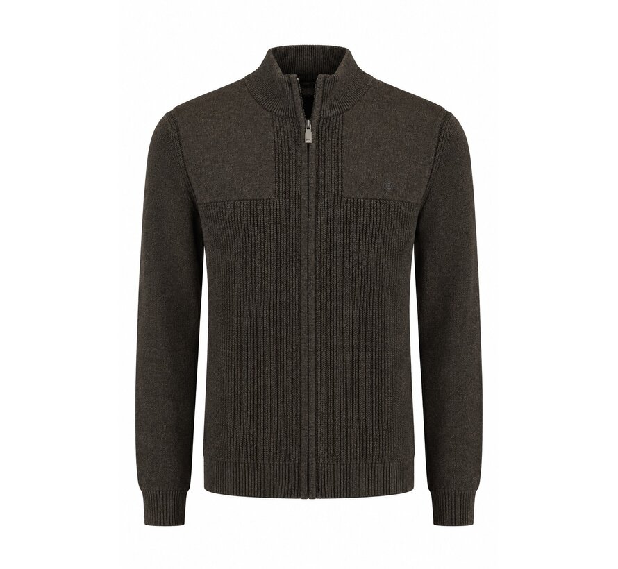 Fellows United Vest Cardigan Plated Rib Structure Dark Brown (62.1115 - 141)