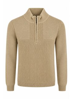 Fellows United Fellows United Trui Half Zip Plated Rib Structure Mid Brown/Bronze (62.1116 -145)