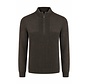 Fellows United Trui Half Zip Plated Rib Structure Dark Brown (62.1116 -141)