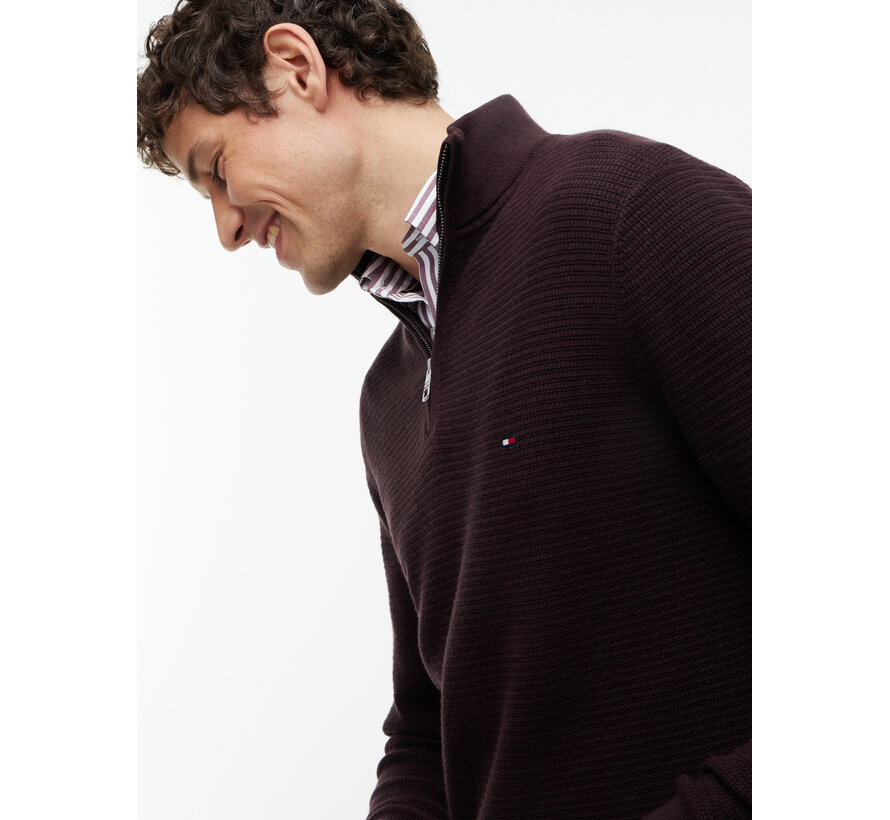 Tommy Hilfiger Half Zip Pullover Structure Cotton/Cashmere Chocolate (MW0MW44760 - HJT)