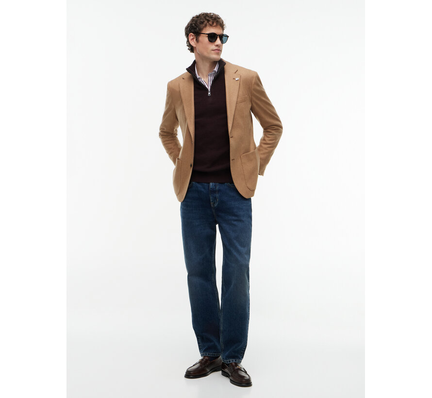 Tommy Hilfiger Half Zip Pullover Structure Cotton/Cashmere Chocolate (MW0MW44760 - HJT)