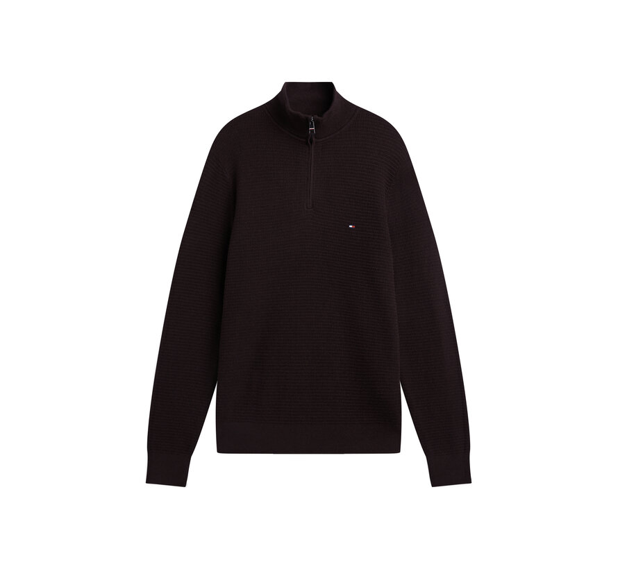 Tommy Hilfiger Half Zip Pullover Structure Cotton/Cashmere Chocolate (MW0MW44760 - HJT)