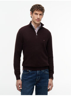Tommy Hilfiger Half Zip Pullover Structure Cotton/Cashmere Chocolate (MW0MW44760 - HJT)