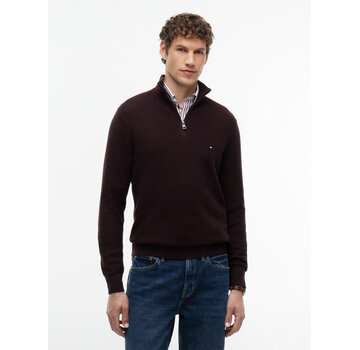 Tommy Hilfiger Half Zip Pullover Structure Cotton/Cashmere Chocolate (MW0MW44760 - HJT)