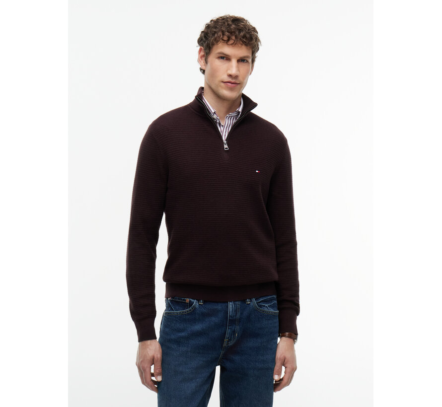 Tommy Hilfiger Half Zip Pullover Structure Cotton/Cashmere Chocolate (MW0MW44760 - HJT)