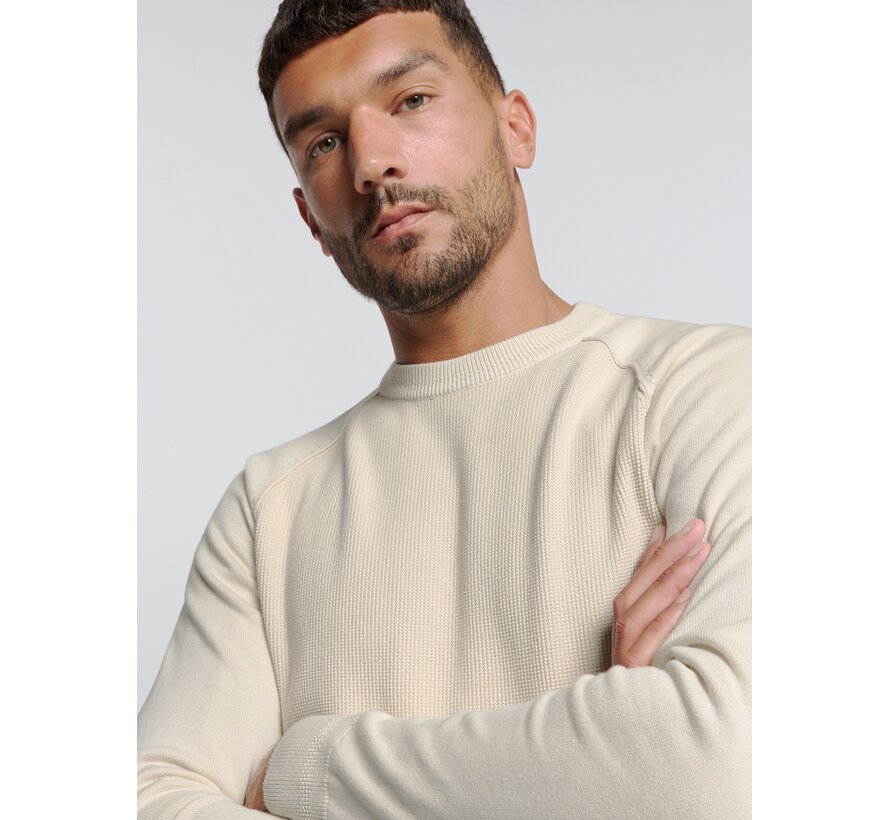 No Excess Pullover Crewneck Solid Relief Knit Kit (26231104 - 013)