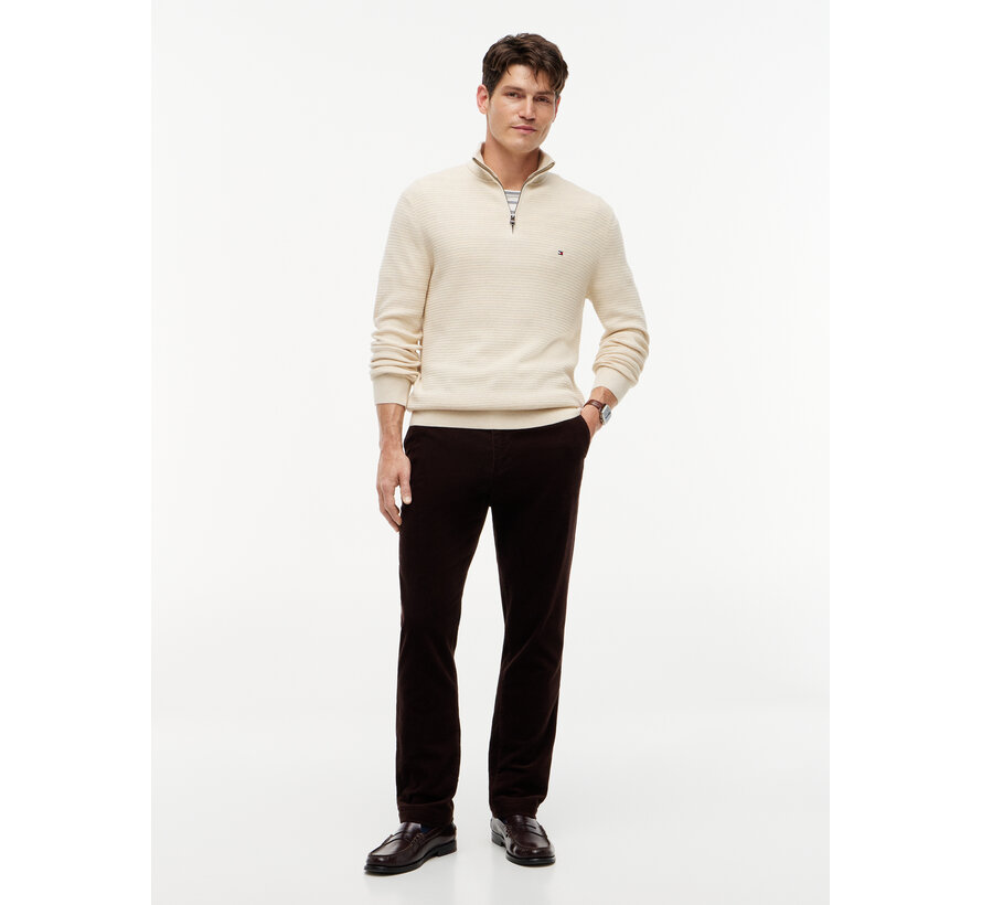 Tommy Hilfiger Half Zip Pullover Structure Cotton/Cashmere Ivory (MW0MW44760 - HGF)