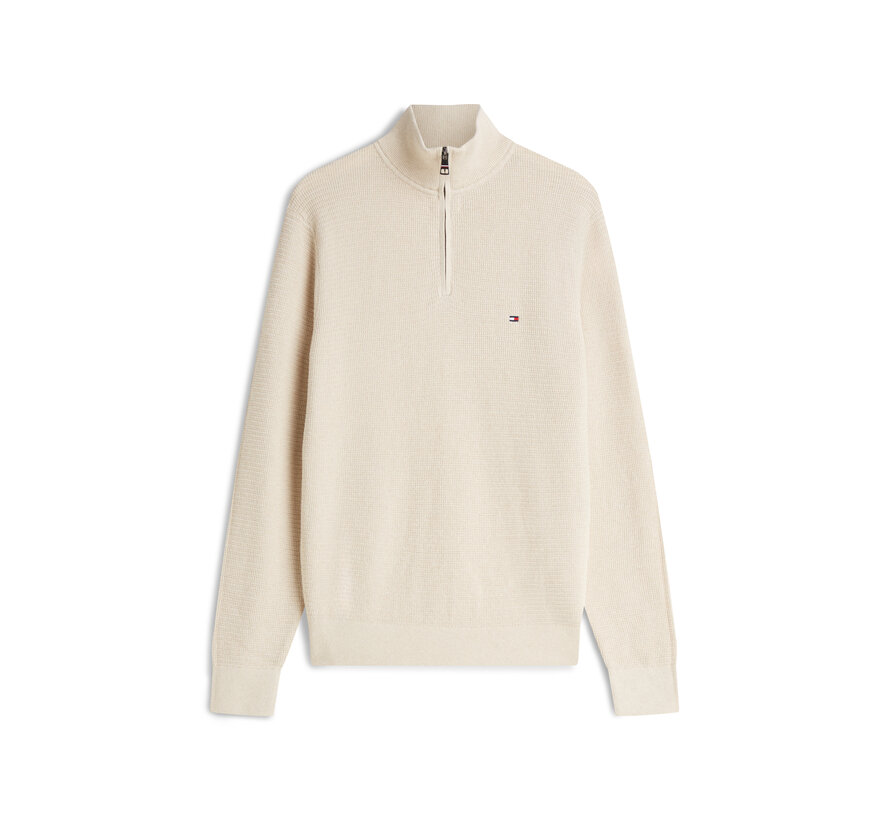 Tommy Hilfiger Half Zip Pullover Structure Cotton/Cashmere Ivory (MW0MW44760 - HGF)