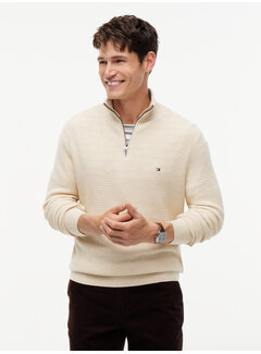 Tommy Hilfiger Half Zip Pullover Structure Cotton/Cashmere Ivory (MW0MW44760 - HGF)