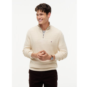 Tommy Hilfiger Half Zip Pullover Structure Cotton/Cashmere Ivory (MW0MW44760 - HGF)