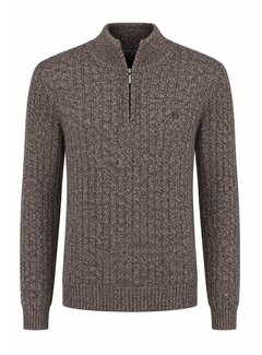 Fellows United Fellows United Pullover Half Zip Fancy Rib Structure Dark Brown (62.1110 - 141)