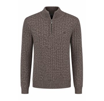 Fellows United Fellows United Pullover Half Zip Fancy Rib Structure Dark Brown (62.1110 - 141)