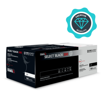 Unigloves Latex Gloves Unigloves Select Black 300 Unigloves Latex Gloves Unigloves Select Black 300