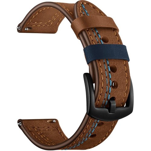 Bandje leer bruin met blauwe stiksels geschikt voor Samsung Galaxy Watch 46mm Bandje leer bruin met blauwe stiksels geschikt voor Samsung Galaxy Watch 46mm
